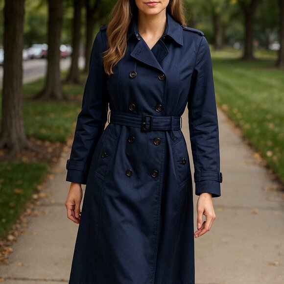Lauren Ralph Lauren Jackets & Blazers - Lauren Ralph Lauren Navy Double-Breasted Trench Coat Sz M